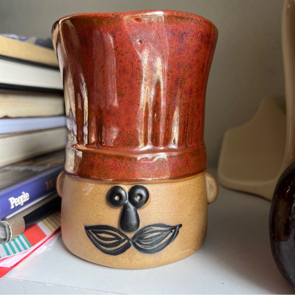 1970s Le Chef Takahashi San Francisco Ceramic Glazed Utensil Holder Pottery 5”